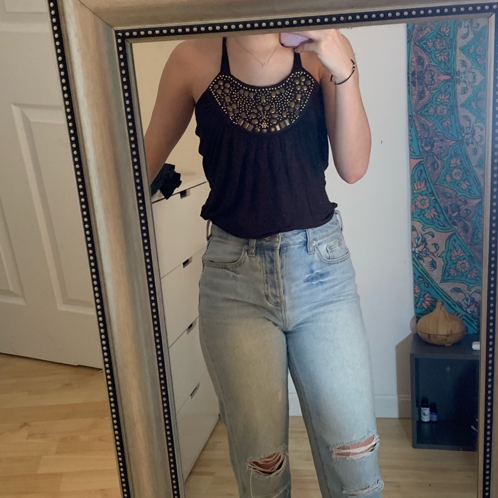 Jeweled adjustable halter top